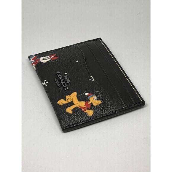 Coach CN032 Disney X Coach Slim ID Card Case With Holiday Print Black Multi NWT - Picture 3 of 9